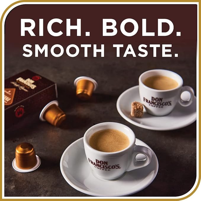 Don Francisco's Organico Espresso Pods: 80 Dark Roast Aluminum Capsules, Intensity 7, Compatible with Nespresso Original Line Machines - Bold Cuban-Style coffee with Caramel Notes