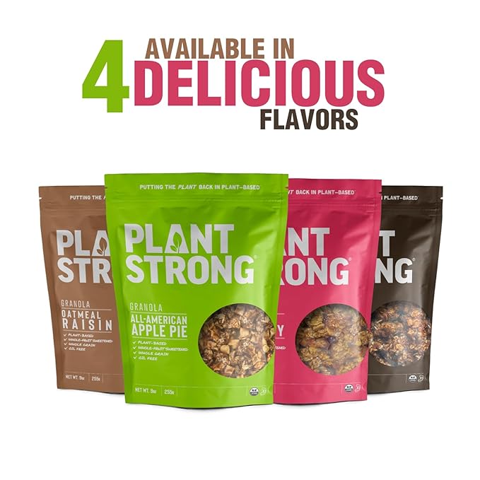 PLANTSTRONG Crispy Mixed Berry Crumble Granola Snack Mix - Whole Grain, Naturally Sweetened With Fruit, Plant Based, Oil Free - Pack of 4 x 9oz Bags
