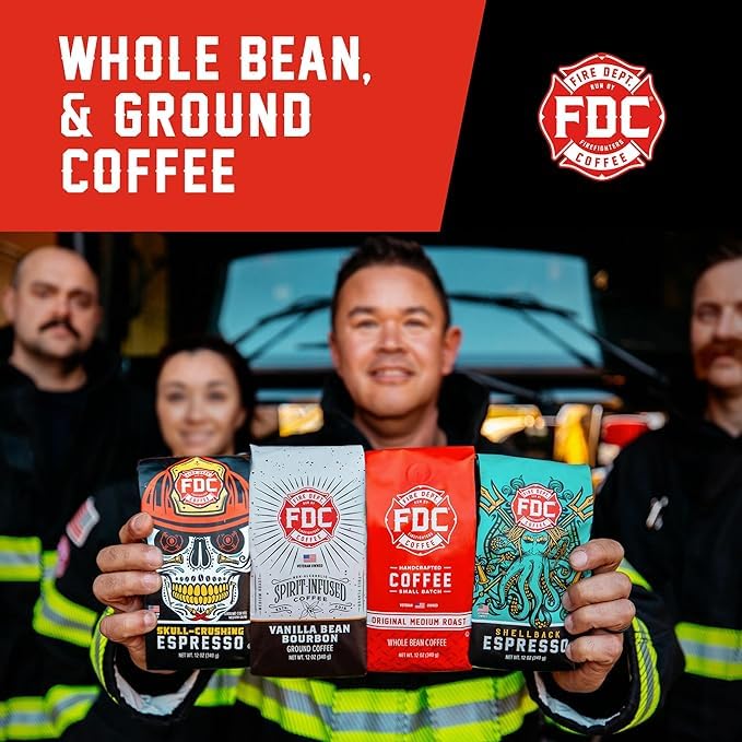 Fire Department Coffee - Gives Back to Firefighters - Donut Shop Coffee Beans - Sweet & Smooth - Medium Roast - Roasted in the USA - Veteran Owned (12 oz, Pack of 2)