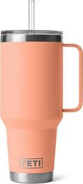 YETI Rambler 42 oz Tumbler with Handle and Straw Lid, Travel Mug Water Tumbler, Vacuum Insulated Cup with Handle, Stainless Steel, Lowcountry Peach