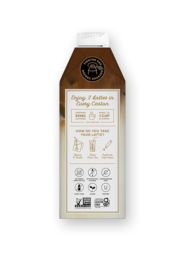 Elmhurst 1925 Caramel Cashew Latte – Plant-Based, Vegan, Dairy-Free Plant Milk Latte Made of Cashew Milk, Cold Brew Premium Arabica with 95mg Caffeine & Sweet Caramel Notes – 25.4oz (Pack of 6)