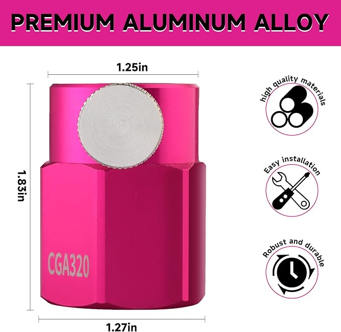 Quick Connect CO2 Refill Adapter for Soda Maker Pink CO2 Cylinder, CGA320 CO2 Tank Connector Kit for Filling 60L CO2 Canister Compatible with DUO ART TERRA GAIA Machines