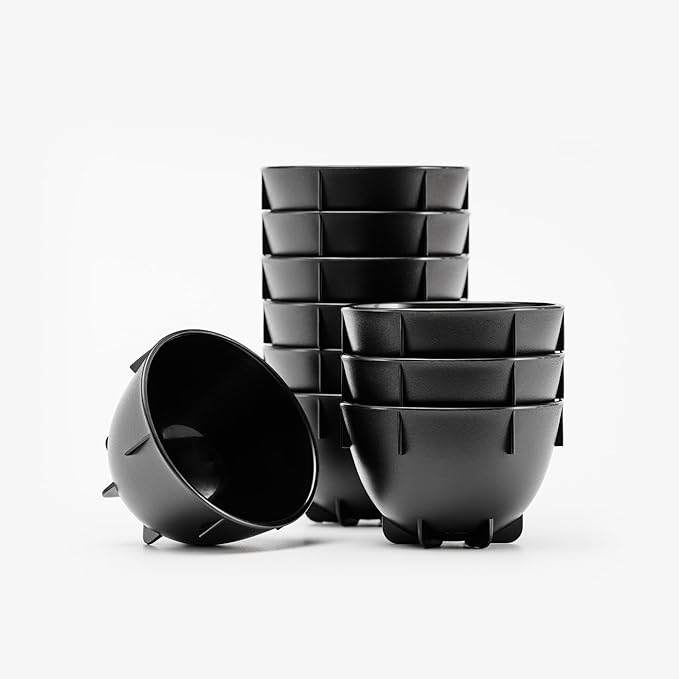 Black Coffee Cupping Bowls 200ml - Stackable Heat-Preserving Cups - Premium Material Ideal for Coffee Tasting, High-Density Polyethylene for Zero Taste Interference - Set of 12