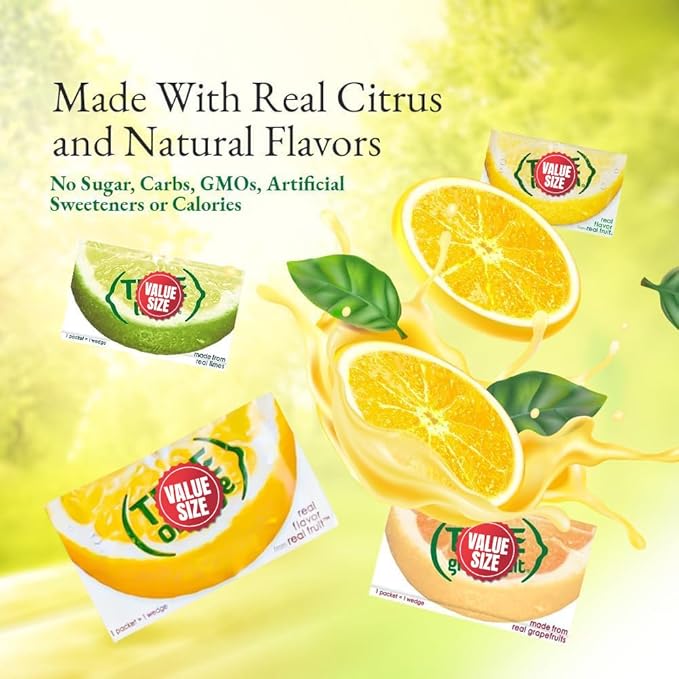 True Lemon, Lime, Orange, Grapefruit, Varrirty Pack 100 Count, On-The-Go Powdered Drink Mix Variety Pack, Zero Calorie Unsweetened Water Flavoring, Each Packet Fits Into a 16.9 oz. Bottle or Cup