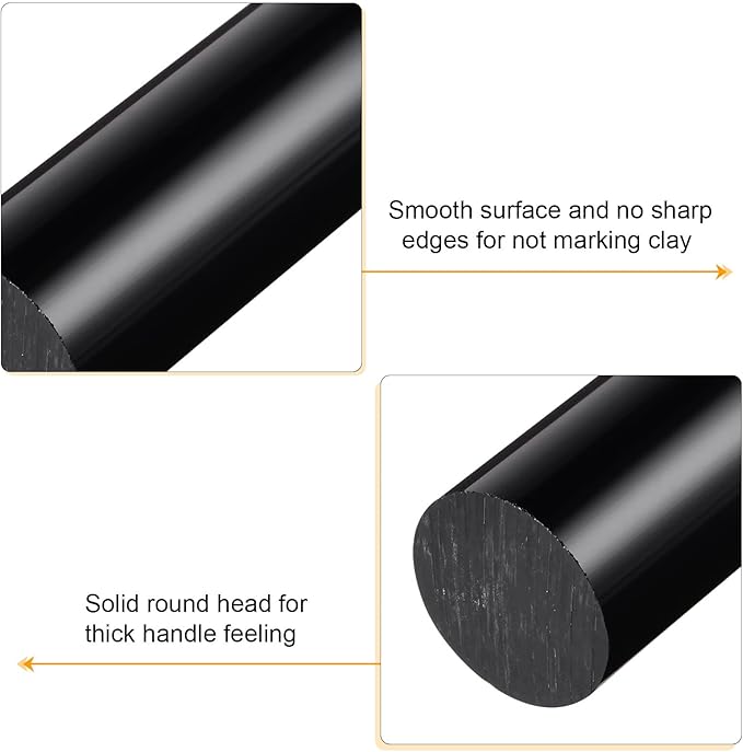 HARFINGTON Acrylic Clay Roller 6 Inch x 1 Inch Solid Non-Stick Plastic Round Tube Roller Polymer Clay Rod Fondant Rolling Pin for Shaping, Sculpting, Modeling DIY Crafts, Black