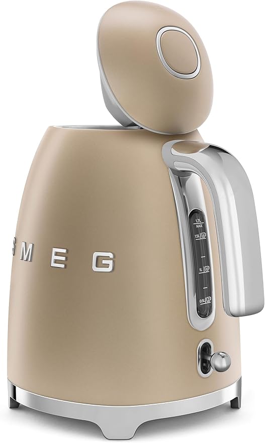 SMEG 50's Retro Style 7 Cup Electric Water Kettle with Automatic Shutoff, Removable Base, and Water Indicator, KLF03CHMUS, Matte Campagne