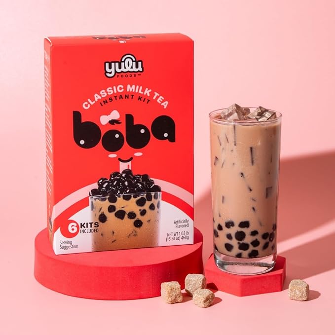 YULU FOODS Instant Bubble Pearls for Classic Milk Tea with Brown Sugar Flavor – 6 Servings