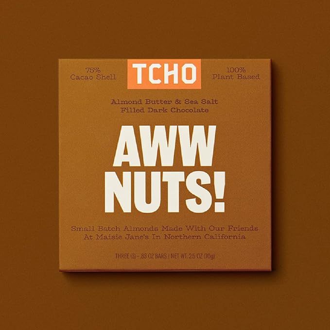 TCHO Aww Nuts! 75% Dark Chocolate Bars (10 pack) | Plant Based, Organic & Fair Trade, | Non GMO, Non-Dairy, Vegan Chocolate, Soy Free (2.5oz each)