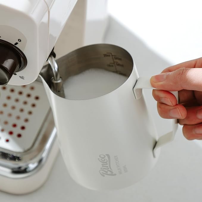 Milk Frothing Pitcher - 350ml Milk Frother Cup for Latte Art, SUS 304 Stainless Steel, Barista-Grade Coffee Milk Jug with Measurement Markings & Precision Spout