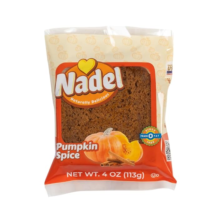 Nadel - NATURALLY DELICIOUS Pumpkin Spice Bread Slices, 8 Pack, Sweet Breads & Cakes breakfast bar, back to school lunch snack.