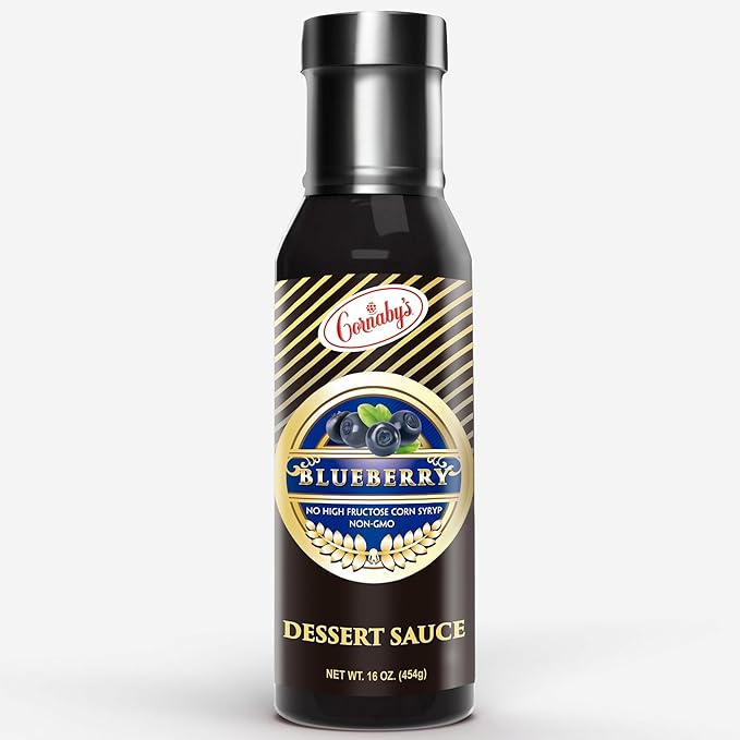 Gourmet Blueberry Dessert Sauce | Blueberry Syrup for Drinks, Pancakes & Desserts - Plastic Bottle | Blueberry Sauce Made with Natural Blueberries for Desserts - Natural Real Fruit Sauce, Pack of 1