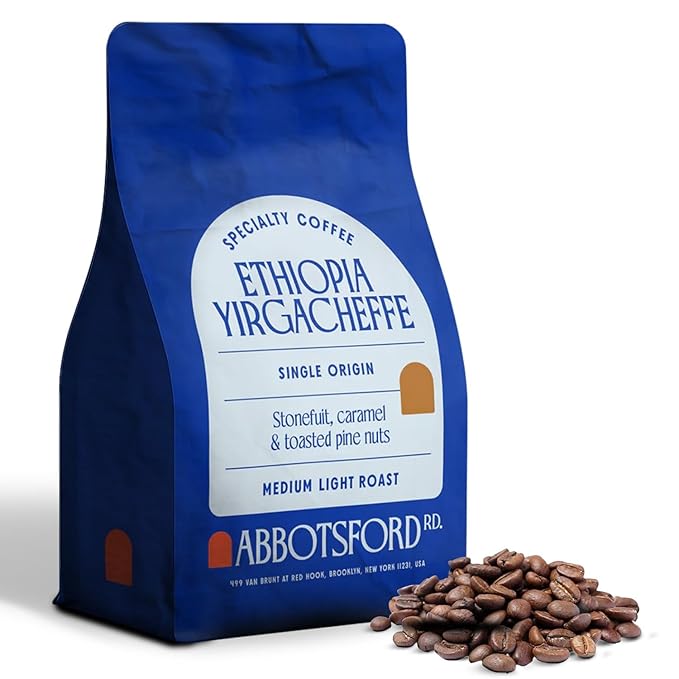 Ethiopia Yirgacheffe Coffee Beans, Medium-Light Roast Ethiopian Coffee Beans with Stone Fruit, Caramel & Toasted Pine Nuts, Flavored Single Origin 12oz Bag, Perfect Festive Gift