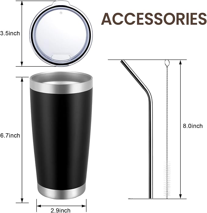 MEWAY 20oz Tumbler 8 Pack Double Wall Vacuum Insulated Travel Mug Bulk, Mix Color Stainless Steel Tumblers with Lid and Straw, Durable Powder Coated Coffee Cups for Cold & Hot Drinks（Color Mix, 8