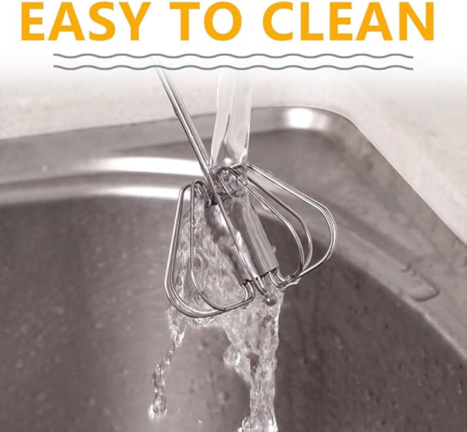 Stainless Steel Eggbeater,egg scrambler,hand mixer, Rotating Semi-Automatic Eggbeater, Allows you to stir Easily Without Feeling Tired, Used for Making Cream of Egg Beater
