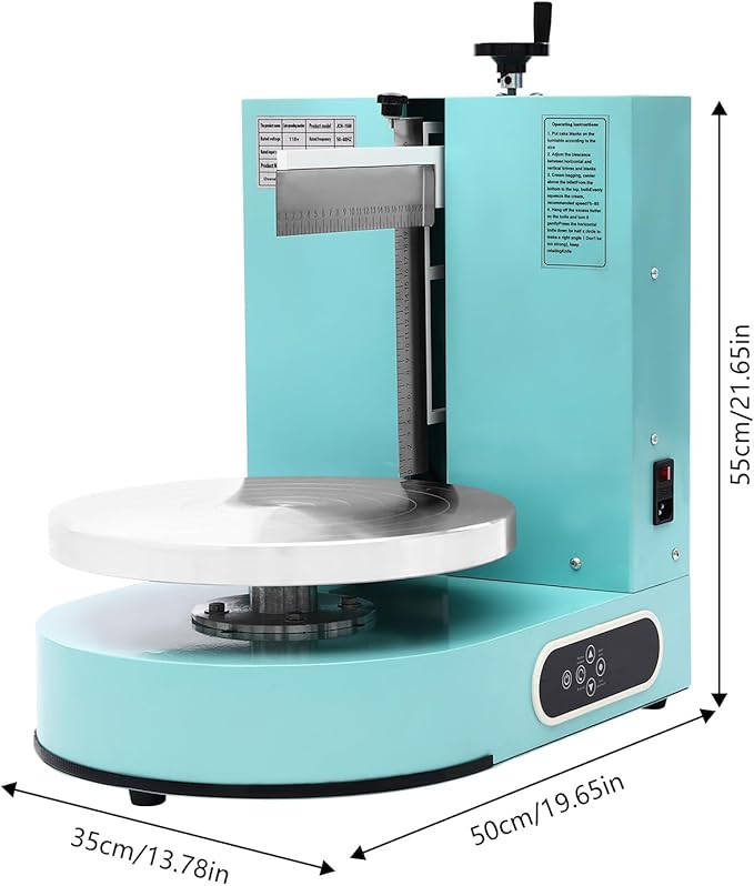 Cake Decorating Coating Machine Cream Spreading Automatic Frosting Turntable with Graduated Scraper for 4-12inch Cakes, 30-200RPM Rotating Speed