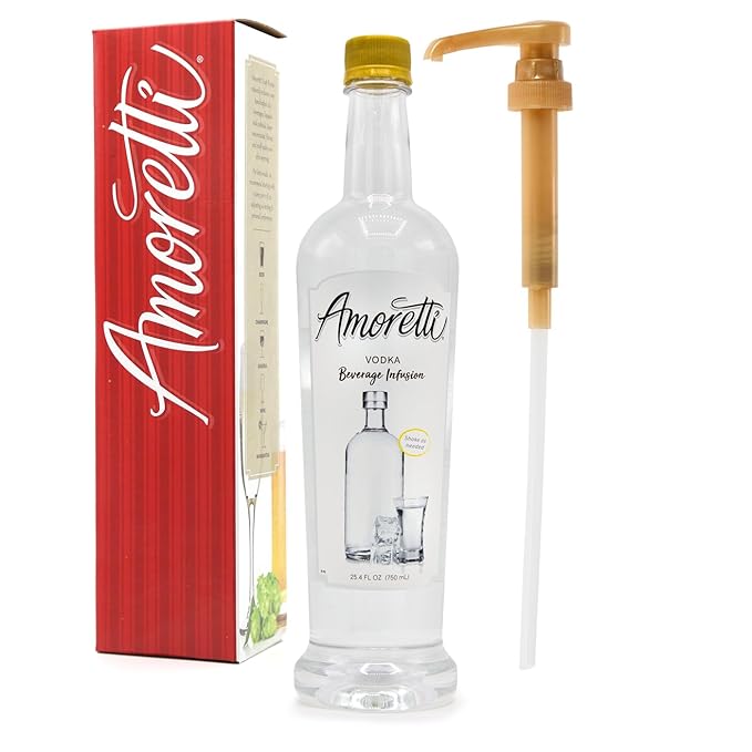 Amoretti - Vodka Beverage Infusion - Drink Mix & Water Enhancer with Pump for Flavoring Cocktails, Waters, Teas, and other Beverages, 94 Servings Per Bottle (750 ml), Preservative Free