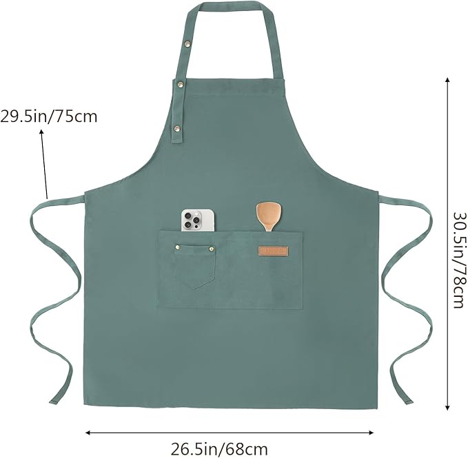 Tosewever Art Aprons for Women Painting Pottery Baking, Mens Buckle Straps Kitchen Apron with Pockets for Chef Cooking