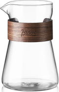 16 oz Glass Coffee Carafe with Wood Heat-Resistant Layer, Coffee Decanter Coffee Server for Pour Over, 1 Pcs Included (Clear)
