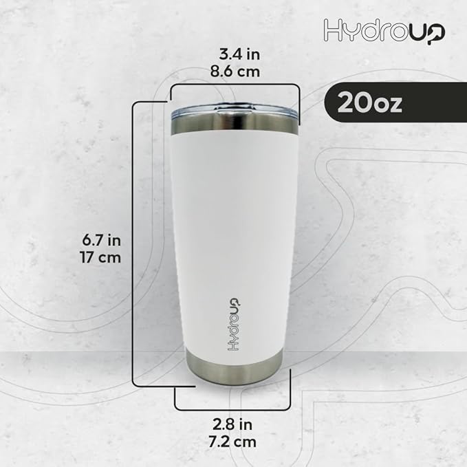 20 oz Tumbler Cup | Stainless Steel Insulated Coffee Mug with Lid | Coffee Travel Mug & Iced Coffee Cup | Leakproof Coffee Tumbler | BPA-Free Insulated Tumblers (White)