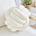 Decorative Throw Knot Pillow Ball for Home Chair Sofa Aesthetic Round Velvet Knotted Pillow Cushion (Milky White, 11 inches)