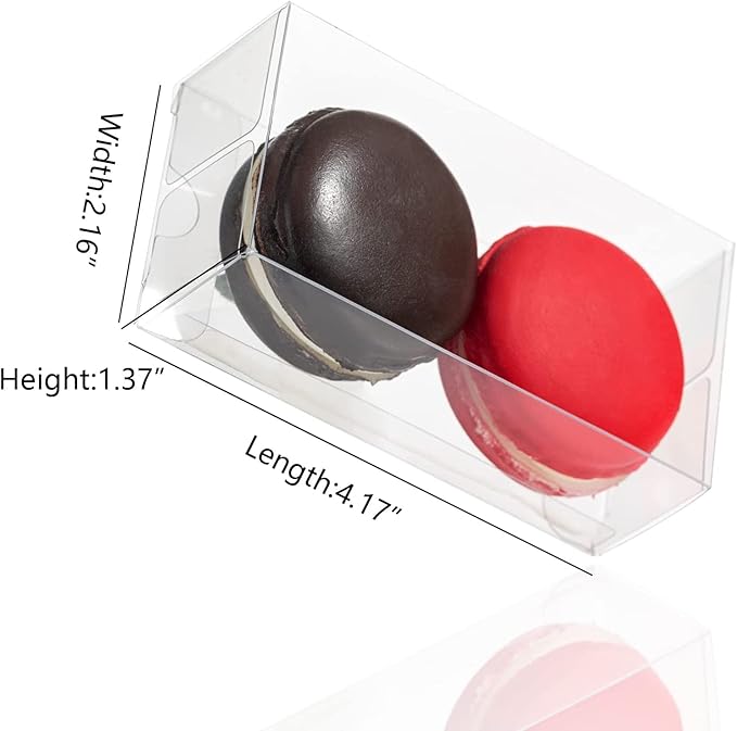 100PCS Clear Macaron Boxes for 2, Chocolate Covered Orec Boxes Favor Boxes Treat Boxes Pastry Boxes for Christmas Party Birthday Wedding(4.17" x 2.17" x 1.38")