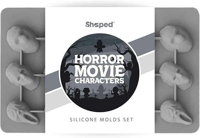 ShapedIceMolds Horror Movie Character Molds – Halloween Silicone Molds for Chocolate, Candy, Soap, Fondant, Resin, Crafts – 3D Creepy Scary Film Icons for Party Treats & DIY Decor (Gray)
