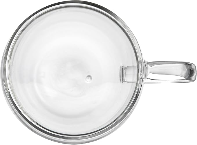 Restaurantware-Forma Professional 8.5 Ounce Glass Coffee Cups, 12 Insulated Coffee Cups With Handle - Dishwashable, Reusable, Clear Double Wall Beverage Tumblers, Freezable, For Hot Or Cold Beverages