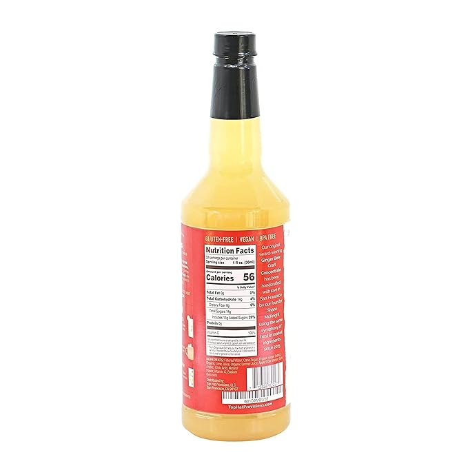 Top Hat Original Ginger Beer Syrup - Spicy Ginger Syrup for Soda Makers - Makes 32 Craft Sodas, Cocktails, Mules or Mocktails - Compatible with SodaStream - 32oz bottle