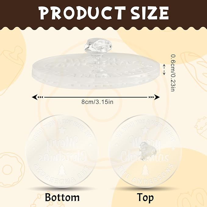 Personalized Christmas Cookie Stamp Custom Acrylic Cookie Embossing Mold with Handle for Baking Decoration