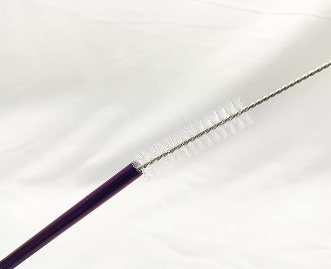 10 Pcs Stainless Steel Straws, Reusable Drinking Straws, Straight Metal Straw Sets with 2 Pcs Cleaning Brushes (10.5 Inch, Purple)