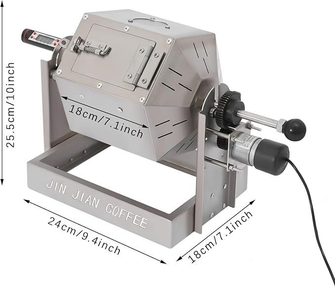 3.8L/3.45QT Coffee Roaster, Stainless Steel Coffee Bean Roaster with Cooler, 6 & 40 Mesh Sieves, Speed Controller, Thermometer, Drum Type Nuts Baker for Home and Commercial Use