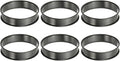 HARFINGTON 6pcs Crumpet Rings 3.94" Nonstick Round Cake Ring Stainless Steel Double Rolled English Pastry Rings for Kitchen Baking Crumpet Dessert, Black