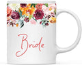Andaz Press 11oz. Wedding Ceramic Coffee Tea Mug Gift, Fall Autumn Burgundy Orange Peach Flowers Roses Florals, Bride, 1-Pack, Includes Gift Box
