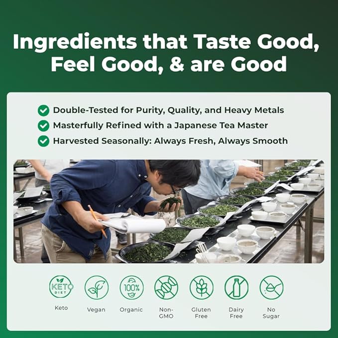 Tenzo Single Serve Matcha Green Tea Powder - Matcha Power Single Serve Sticks - Ceremonial Grade - Organic Matcha Green (10 Count)