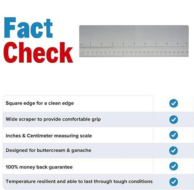 10inch Metal Cake Scraper，Stainless Steel Cake Edge Smoother for Buttercream, Cake Decorating Comb