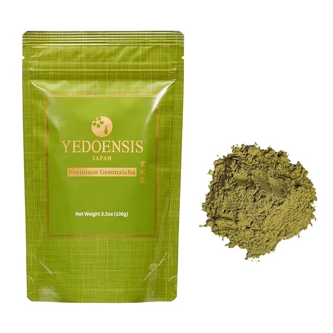 YEDOENSIS Genmaicha Powder - Organic Japanese Brown Rice Green Tea Powder, JAS Certified Organic Vegan Gluten-Free (40g)