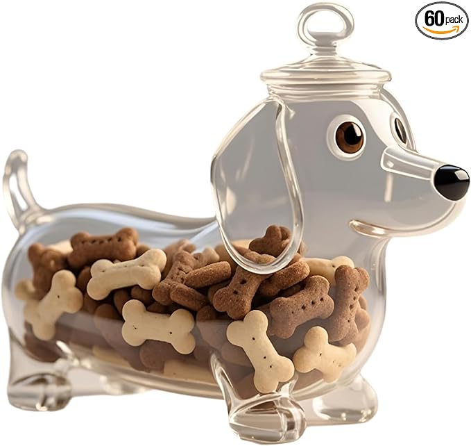 French Bulldog Snack Jar – 2025 New Cute Airtight Storage Container, Multi-purpose Jar for Dog Snacks, Cookies, Candy, Coffee Pods, Kitchen Organization, Pet Lovers Gift(Dachshund)