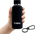 Small Water Bottle 12oz with Clip, Double Wall Stainless Steel Vacuum Small Insulated Water Bottle Keeps Drinks Cold 24 Hrs/Hot 12 Hrs for Kids Handbag School BPA Free (Black)