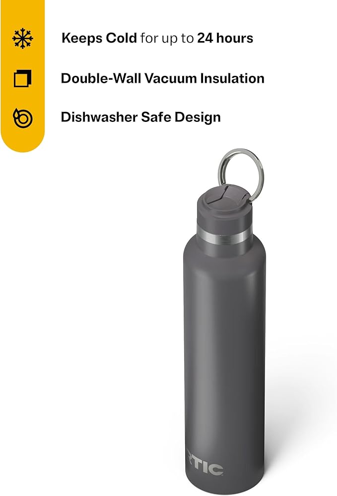 RTIC 26oz Journey Bottle for Water, Metal Stainless Steel Vacuum Insulated, BPA Free, Reusable, Hot and Cold Drinks, Travel, Sports, Camping, Graphite