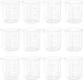 12 Pcs 3.4 Oz Transparent Lab Measuring Cup, 100ml Plastic Beaker Cups, for Science Experiment, Liquid Measuring