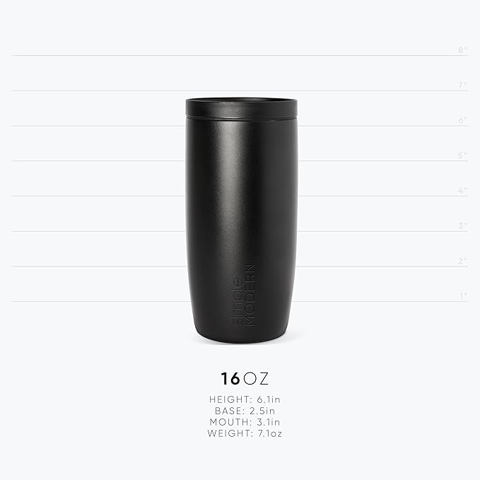 Simple Modern Travel Coffee Mug Tumbler with 360° Lid | Ceramic-Lined Insulated Stainless Steel Cold Brew Iced Coffee Cup Thermos | Gifts for Women Men Her Him | Voyager Signature | 16oz | Berry