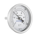 MEASUREMAN Hot Water Thermometer, 3" Dial, 2" Lead-Free Brass Stem, 32-212F/0-100C Range, 2% Accuracy, Adjustable, 1/2" NPT Back Mount