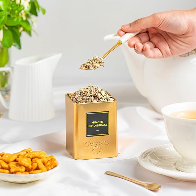CHAYAM Tea Tranquility Gift Box – 4 Premium Loose Leaf Teas + Stainless Steel Infuser – Wellness Tea Gift – Green, Masala, Kahwa, Ginger Lemongrass – 125+ Cups / 8.82 oz