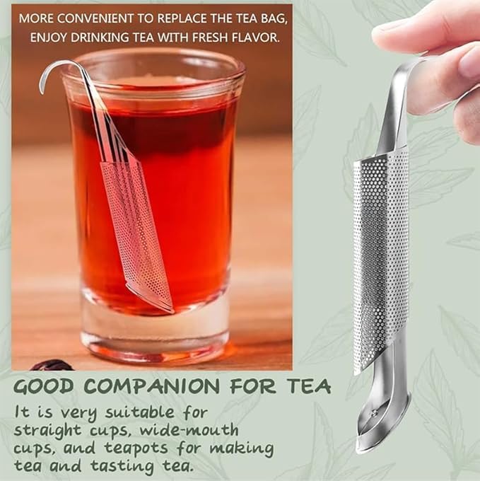 Stainless Steel Tea Diffuser, 2025 New Tea Artifact Creative Pipe Tea Infuser Mesh Strainer with Hanging Hook Handle, Universal Fine Holes Tea Interval Diffuser for Loose Tea Leaf Coffee Etc (2)