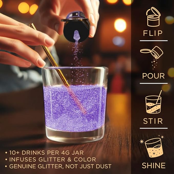 Brew Glitter - Purple (25g 1x Pump) | Edible Glitter For Drinks, Beer and Cocktail Beverages
