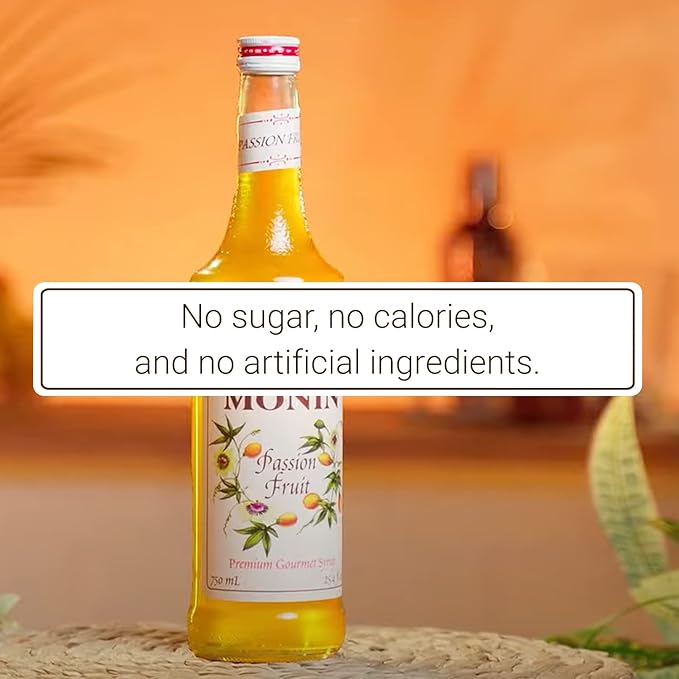Monin - Passion Fruit Syrup, Sweet Tropical Flavors, Great for Teas, Sodas, & Cocktails, Natural Flavors, No Artificial Sweeteners or Ingredients, Gluten-Free, Vegan, Non-GMO, Clean Label (1 Liter)