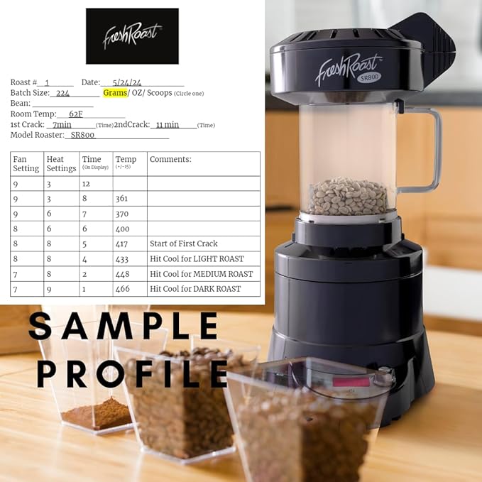 SR800 Coffee Roaster – Roast Coffee at Home – Variable Heat and Fan Control – Digital Display – Roasts 6–8 oz (170–226g) Per Batch – Easy to Use – Fast Roast Time