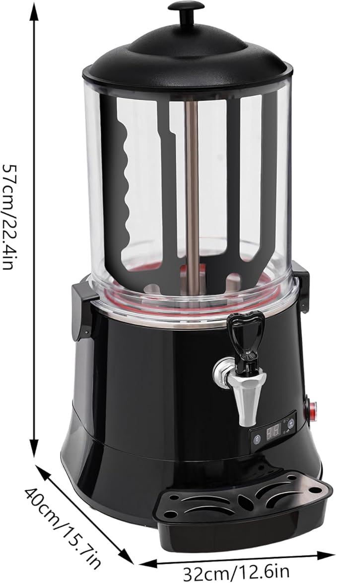 10L Commercial Hot Chocolate Machine Maker,110V Hot Chocolate Melting Machine,Temperature Adjustable Hot Beverage Warmer Dispenser for Chocolate Coffee Milktea (Black)