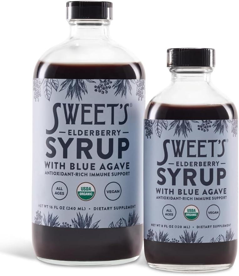 Elderberry Syrup with Blue Agave | Immune Support | USDA Organic Certified | Non-GMO | Vegan | Gluten-Free (16 oz)