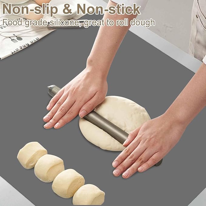 120"x24"(305cmx60cm) Large Silicone Kitchen Counter Mat, Heat Resistant Non-Slip Countertop Protector, Waterproof Multipurpose Mat for Kitchen Island, Light Gray